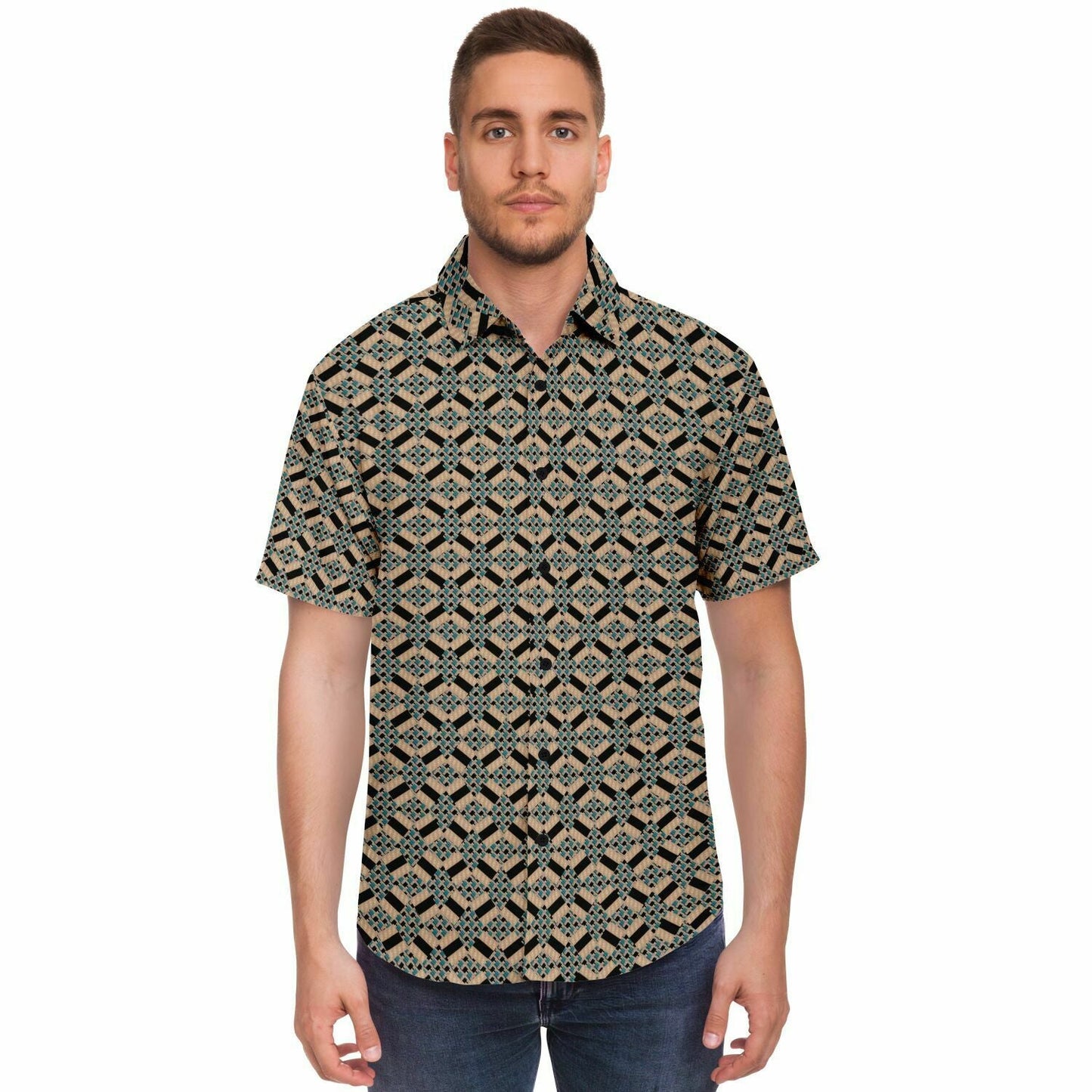 Subliminator Short Sleeve Button Down Shirt - AOP Golden Era Short Sleeve Button Down Shirt - AOP