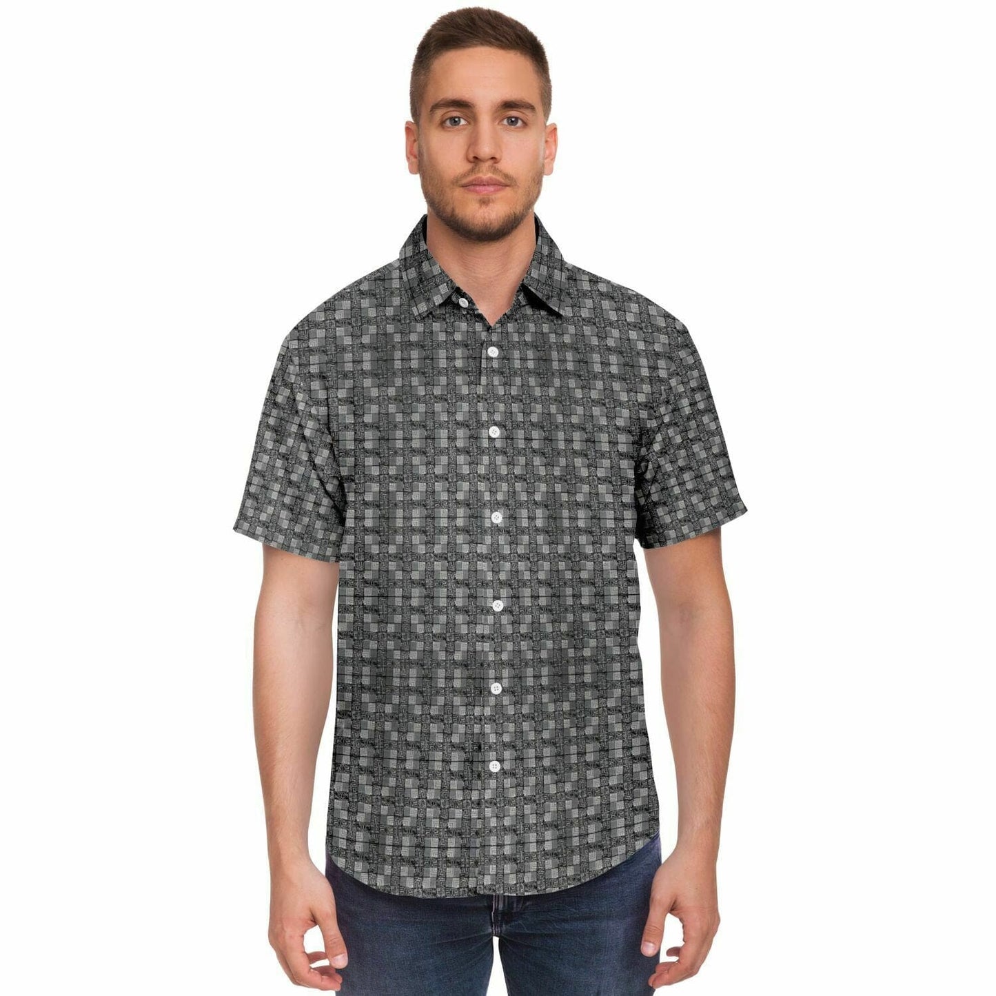 Subliminator Short Sleeve Button Down Shirt - AOP Short Sleeve Button Down Shirt - AOP copy copy
