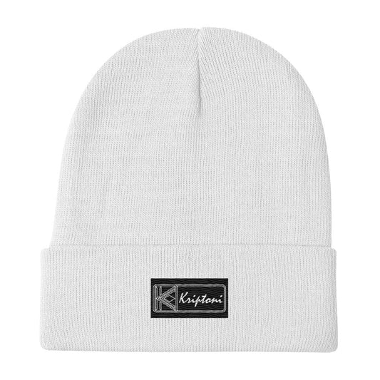 [KRIPTONI] White Embroidered Beanie 2671651_4525