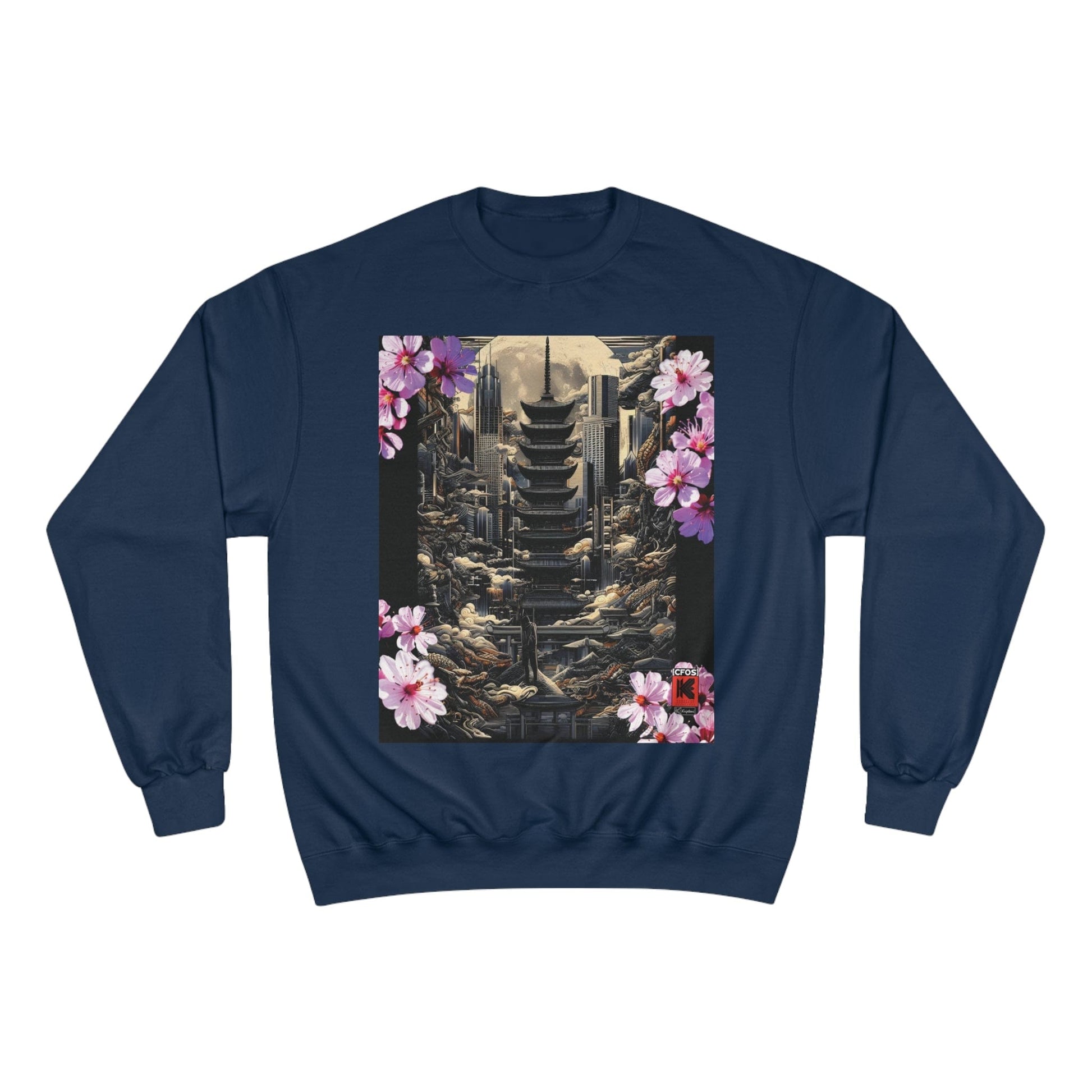 Printify Sweatshirt Navy / S Cherry Blossom 47588918728958701958