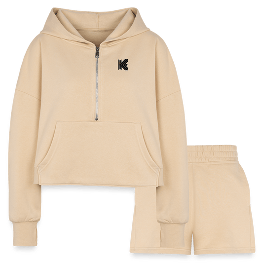 SPOD Women’s Cropped Hoodie & Jogger Short Set nude / S Women’s Cropped Hoodie & Jogger Short Set 1065038473-P2422A218S2